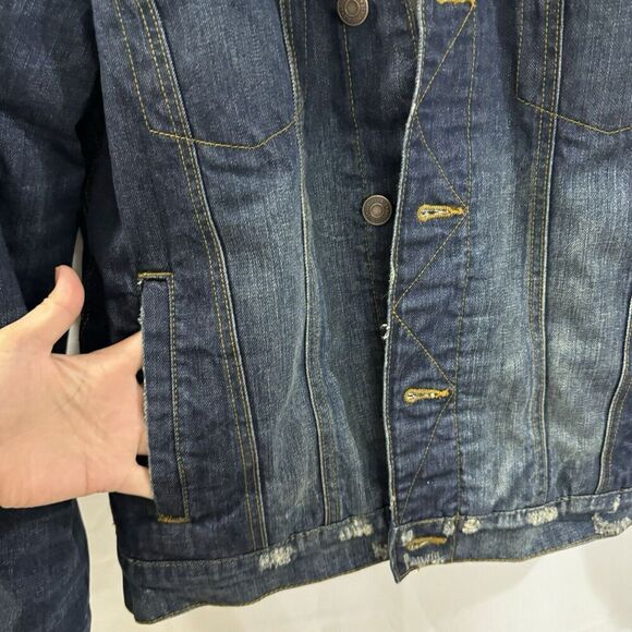 Aeropostate Sherpa-Lined Dark Wash Denim Trucker Jacket Winter Jacket Men Sz M - Picture 11 of 16